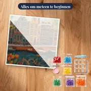 Oranje fiets aan de Amsterdamse grachten Diamond Painting – pakket klaar om te beginnen