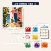 Cortile Greco Fiorito Diamond Painting – contenuto del kit