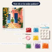 Bloemige Griekse Binnenplaats Diamond Painting – inhoud van het pakket