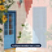 Bloemige Griekse Binnenplaats Diamond Painting – close-up van de steentjes