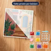 Scala Fiorita e Casa Rosa di Grecia Diamond Painting – kit pronto per iniziare