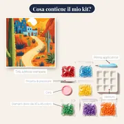 Sentiero del deserto verso il villaggio blu Diamond Painting – contenuto del kit