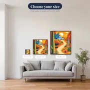 Desert Path to the Blue Village Diamond Painting – available sizes