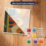 Wüstenpfad zum blauen Dorf Diamantmalerei – Set bereit zum Loslegen