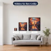 Eiffelturm im Herbstregen bei Sonnenuntergang Diamond Painting – verfügbare Größen