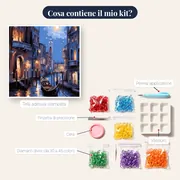 Gondola a Venezia sotto la luna piena Diamond Painting – contenuto del kit