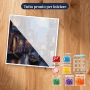 Gondola a Venezia sotto la luna piena Diamond Painting – kit pronto per iniziare