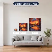 Widerschein des Eiffelturms unter flammendem Herbsthimmel – Diamond Painting – verfügbare Größen