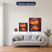 Eiffel Tower Reflection in Autumn's Fiery Sky Diamond Painting – available sizes