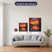 Riflesso della Torre Eiffel sotto il cielo fiammeggiante d'autunno Diamond Painting – misure disponibili