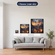 Hot Air Balloons Over a Medieval Village at Sunset Diamond Painting – available sizes