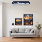 Mongolfiere su un borgo medievale al tramonto - Diamond Painting – misure disponibili