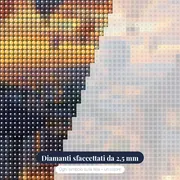 Mongolfiere su un borgo medievale al tramonto - Diamond Painting – primo piano dei diamanti