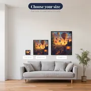 Hot Air Balloon Flight Over an Old Village Rooftops Diamond Painting – available sizes