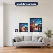 Big Ben e autobus rosso a Londra sotto la pioggia - Diamond Painting – misure disponibili