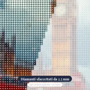 Luci del Big Ben e autobus rossi londinesi Diamond Painting – primo piano dei diamanti