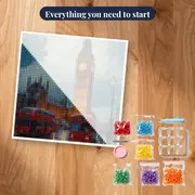Big Ben Lights and London Red Bus Diamond Painting – kit ready to start