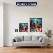 Londenbrug, Big Ben en rode dubbeldekker bij zonsondergang Diamond Painting – beschikbare formaten