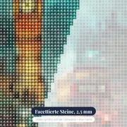Big Ben beleuchtet und roter Doppeldeckerbus bei Nacht Diamond Painting – Nahaufnahme der Steine