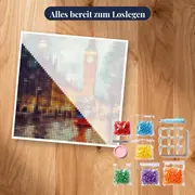 Big Ben und roter Bus in London – Diamond Painting – Set bereit zum Loslegen