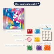 Chaton Rose et Blanc aux Yeux Bleus dans une Chaussure Arc-en-Ciel – contenu du kit