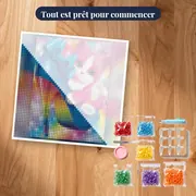 Chaton Rose et Blanc aux Yeux Bleus dans une Chaussure Arc-en-Ciel – kit prêt à commencer