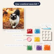 Chat Seal Point aux Feuilles d'Automne – contenu du kit