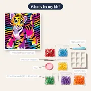 Psychedelic Baby Tiger - Pop Art Diamond Painting – kit contents