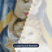 Virgin Mary in Golden Veil and Baby Jesus – diamond close-up