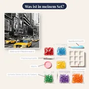 Gelbe Taxis aus New York als Diamond Painting – Inhalt des Sets