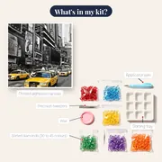 New York Yellow Taxis Diamond Painting – kit contents