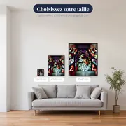 Chien en Vitrail aux Tons Rouges et Violets – tailles disponibles