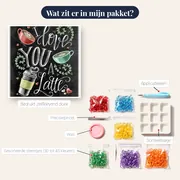 I Love You A Latte – Diamond Painting Koffiekopjes – inhoud van het pakket