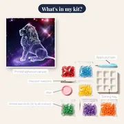 Lion of Light: Royal Constellation Diamond Painting – kit contents