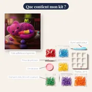 Pelote Féline : Chat Rose au Panier de Laine – contenu du kit
