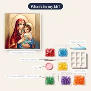 Red Virgin Mary and Baby Jesus – kit contents