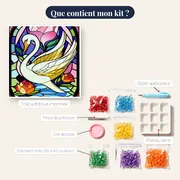 Cygne Doré aux Lotus Vitrail – contenu du kit