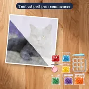 British Shorthair aux Yeux Ambre sur Fond Mauve – kit prêt à commencer