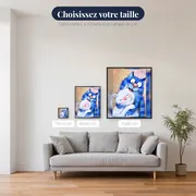 Tendresse Féline : Chats Bleu et Blanc enlacés – tailles disponibles