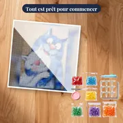Tendresse Féline : Chats Bleu et Blanc enlacés – kit prêt à commencer