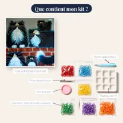 Cinq Chats Ébouriffés sur le Mur de Briques – contenu du kit