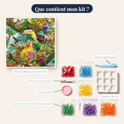 Paradis Tropical : Oiseaux Exotiques et Cascade – contenu du kit