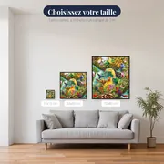 Paradis Tropical : Oiseaux Exotiques et Cascade – tailles disponibles