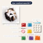 Chaton Tricolore Endormi sur Couverture Douce – contenu du kit