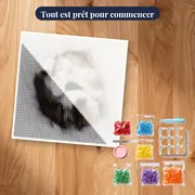 Chaton Tricolore Endormi sur Couverture Douce – kit prêt à commencer
