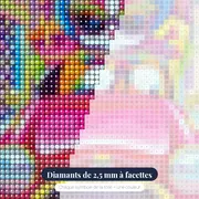 Chat Psychédélique au Volant – gros plan des diamants