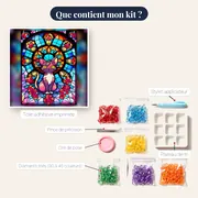Félin Vitrail aux Fleurs Enchantées – contenu du kit