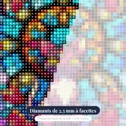 Félin Vitrail aux Fleurs Enchantées – gros plan des diamants