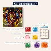 Lion de Vitrail Flamboyant – contenu du kit