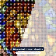 Lion de Vitrail Flamboyant – gros plan des diamants